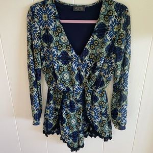 Peacock print ASTR romper size medium
